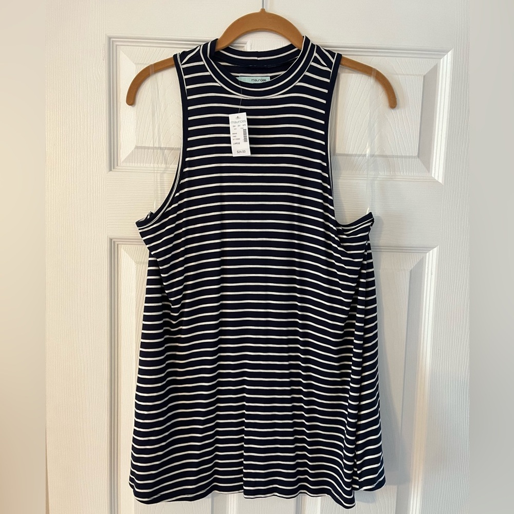 Black and Navy/white striped racer back top
